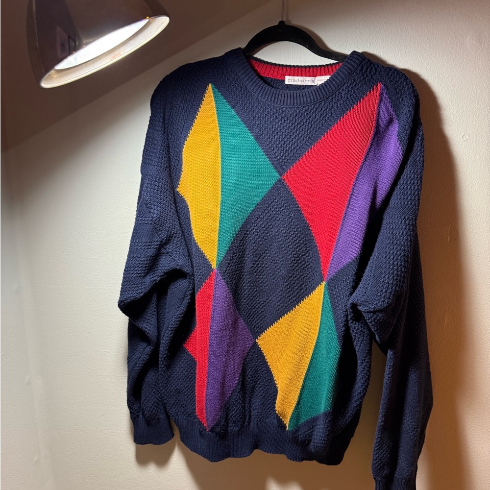 Vintage Claiborne Multicolor Geometric Crewneck Sweater